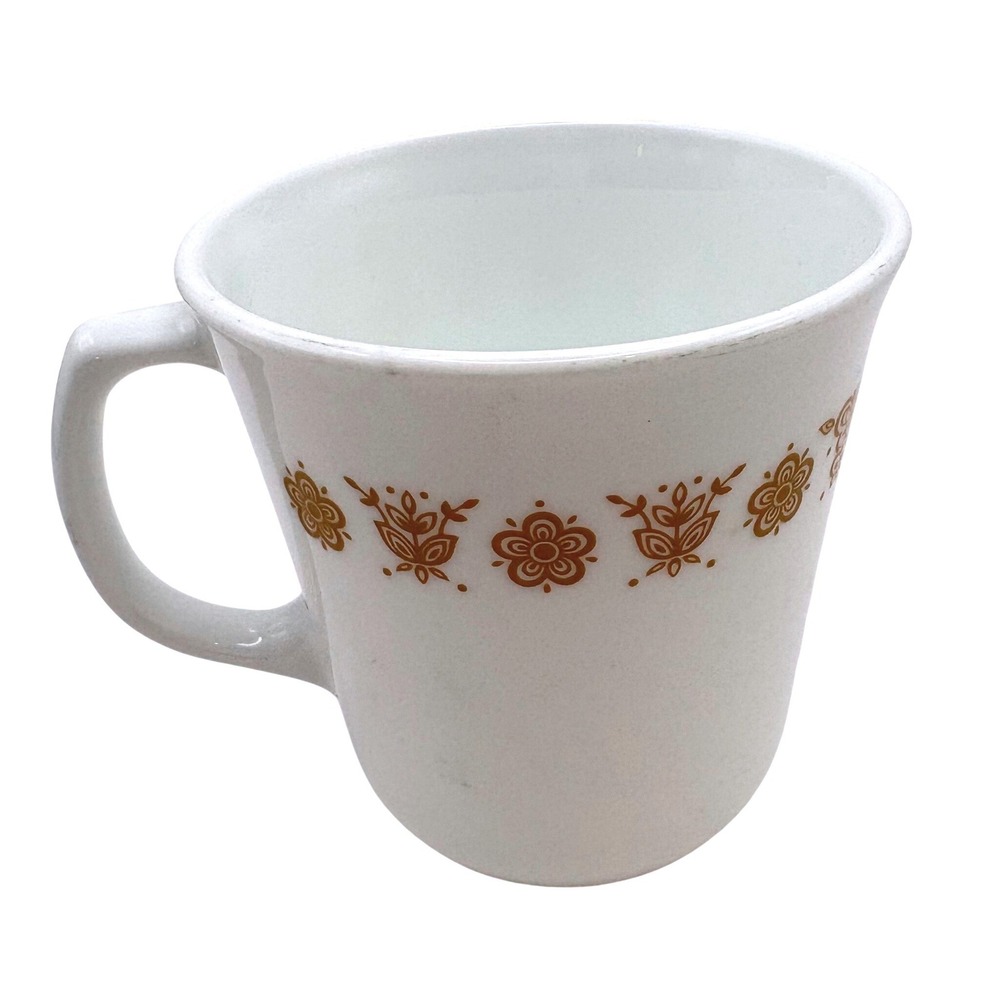 Vtg Corning Corelle Butterfly Gold Coffee Mug White Retro 70s MCM Kitchenware